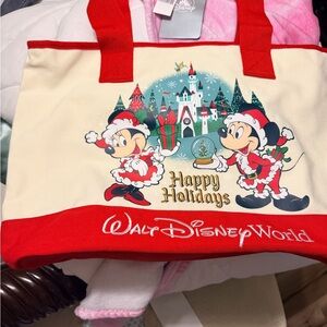 Walt Disney World Holiday Tote Bag - Red and Cream